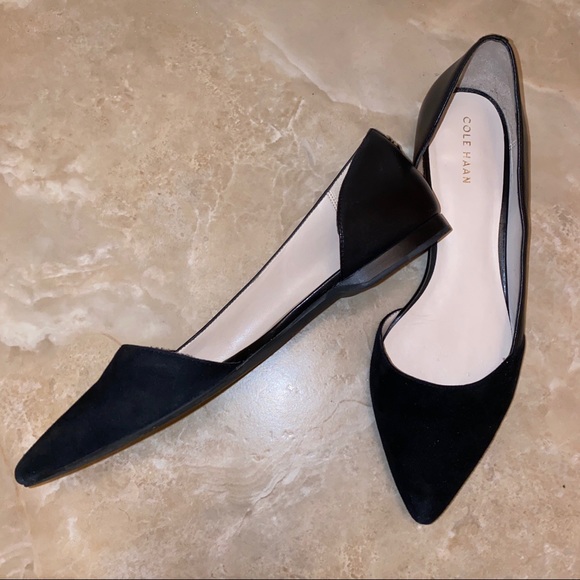 Cole Haan Bambra Black Leather Suede d’Orsay Flats - Picture 3 of 6